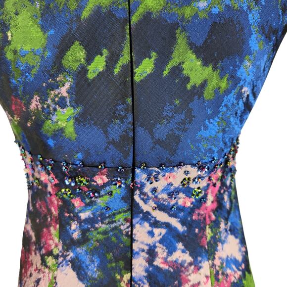 Carmen Marc Valvo Infusion Jacquard Tapestry Gown Abstract Print Size 4 - Picture 6 of 13